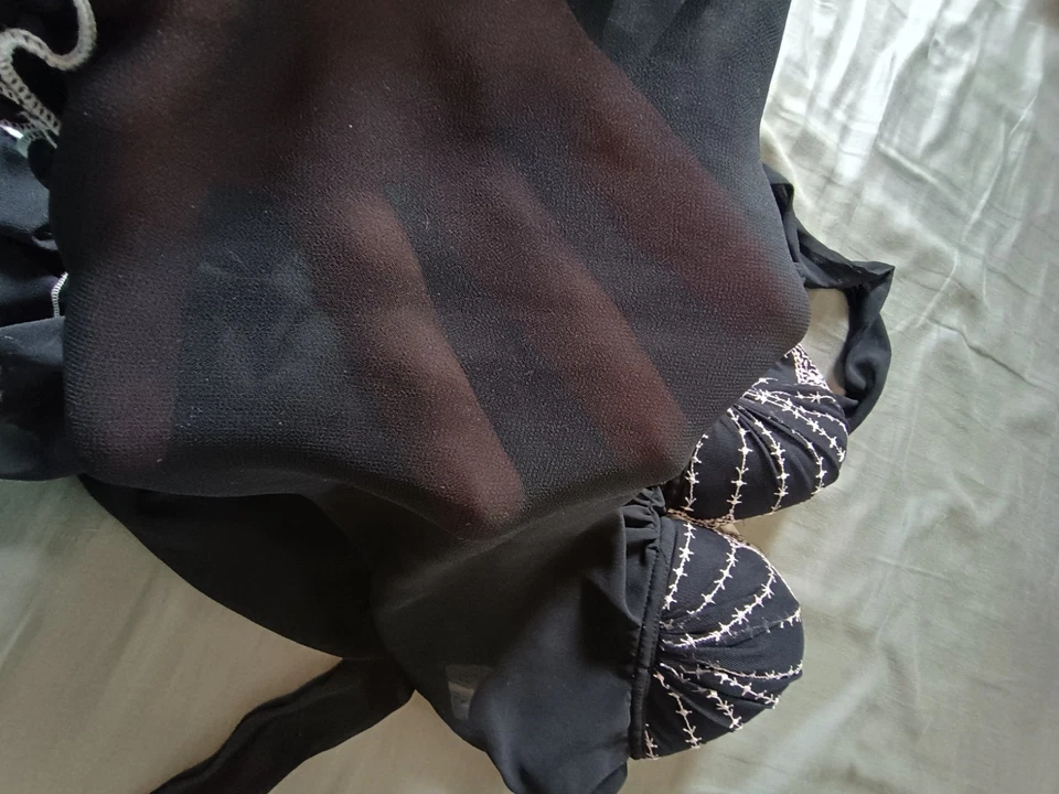 Lencería Babydoll Linea Donatella Talla M Negro Transparente Camisón Coqueta Bordada Foto 4 de 4