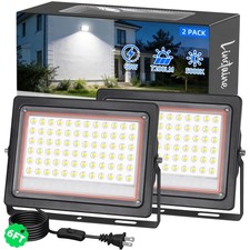 2 Pack 60W LED Flood Lights Outdoor, IP66 Waterproof 7200LM Plug in Work Ligh...