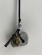Wolf Hag Stone Necklace: Spiral Talisman, Protection Amulet
