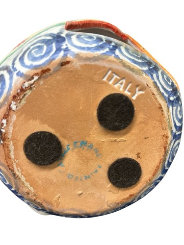 Halloween Floral Jack-O'-Lantern Tealight 6" Matte Hand Painted Italy Ceramic - Picture 5 of 7
