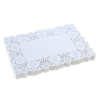 200 Pack 9x6.5in White Rectangle Paper Doilies Party Wedding