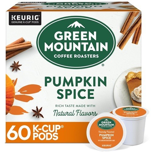Green Mountain Coffee Roasters Pumpkin Spice, Light Roast Coffee, 60 Count.
