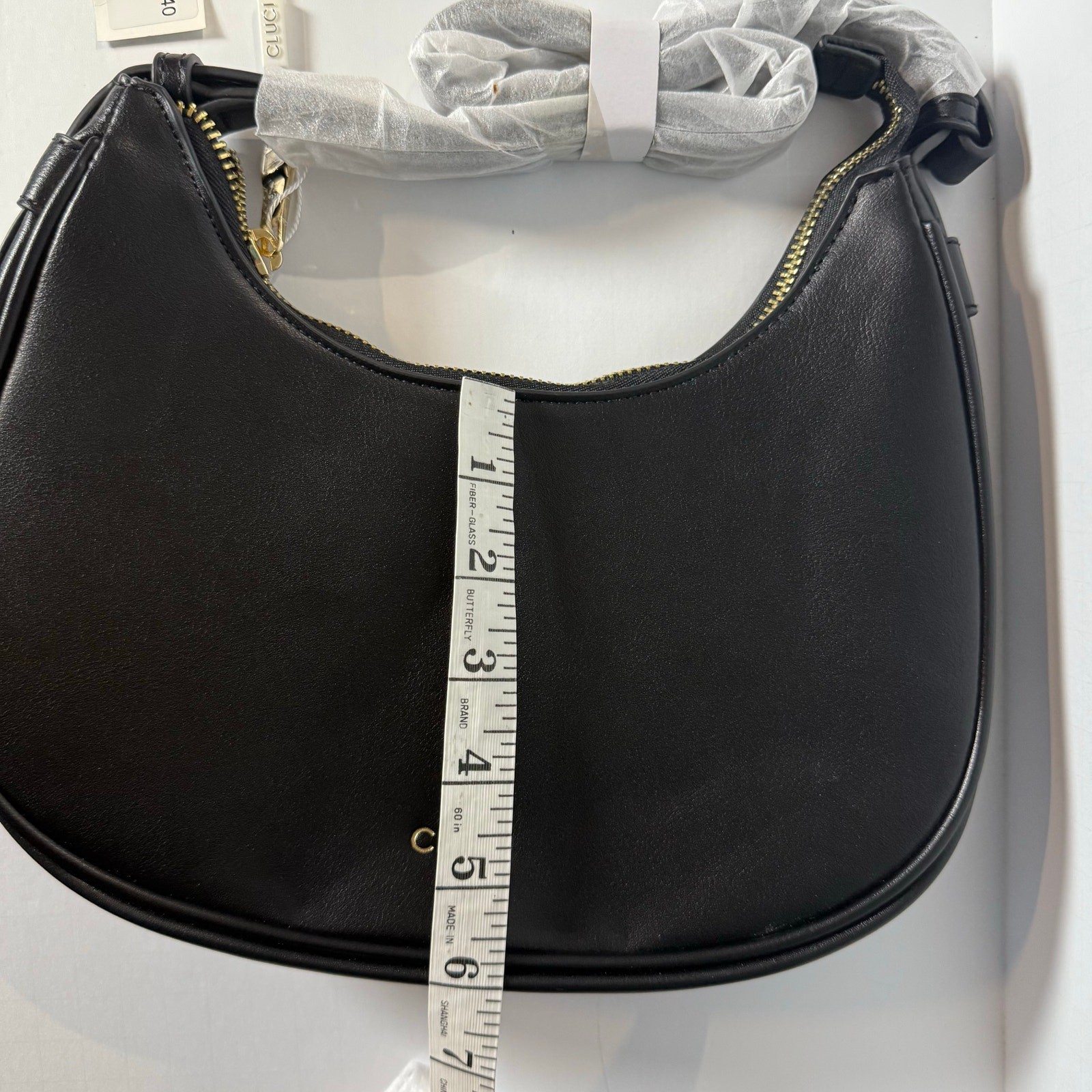 CLUCI Black Faux-Leather Shoulder Bag – Minimalist Hobo Baguette Purse – NWOT
