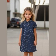 Gap Girls Dress Size XS 4 5 Blue Bicycle Print Shirt