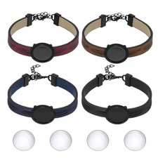 Bracelet Blanks for Jewelry Making 4pcs 18mm Black/Red/Blue/Orange