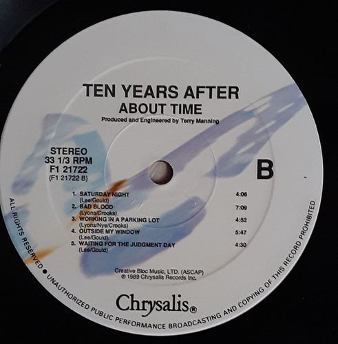 TEN YEARS AFTER About Time LP Alvin Lee Chrysalis 21722 OG 1989 EX Vinyl - Picture 4 of 4