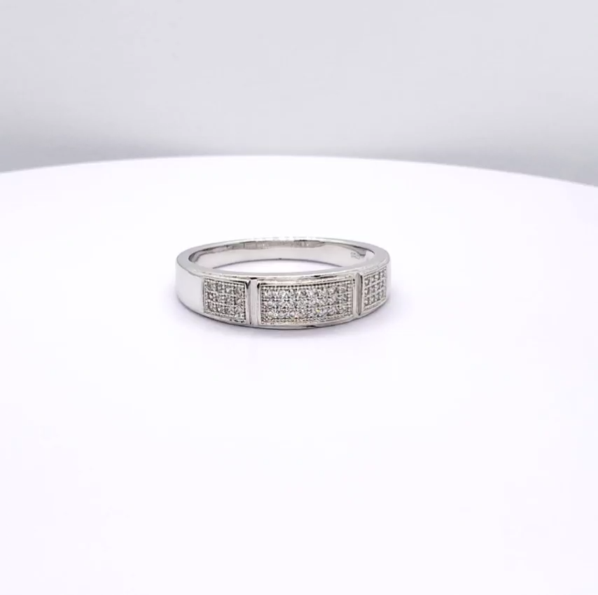 novice　CZ Bar Ring　Silver925 Men's Sterling Silver CZ Stones Bar Wedding Band Ring | eBay