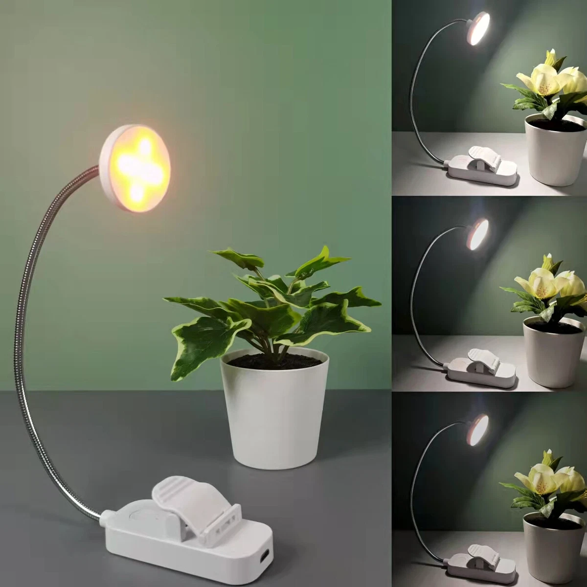 Clip on Reading Light for Bed Headboard Rechargeable 12 LED Amber Book Light