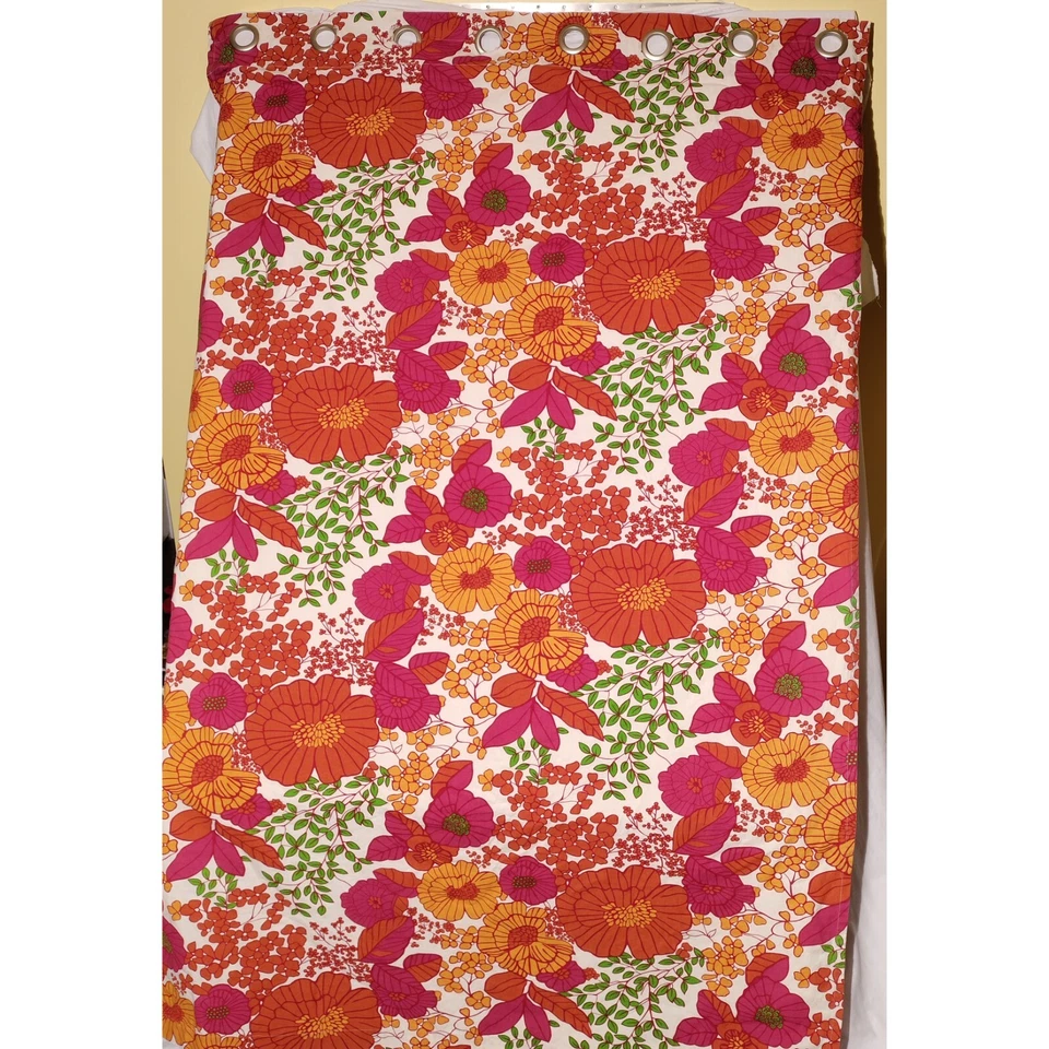 Paneles Cortina Pier 1 Importaciones Floral Naranja Verde 80" x 52.25" DOS - Para Reparación Foto 2 de 4