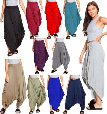 Women Ladies Gathered Draped Baggy Harem Pants Trousers Lagenlook Alibaba 8-26