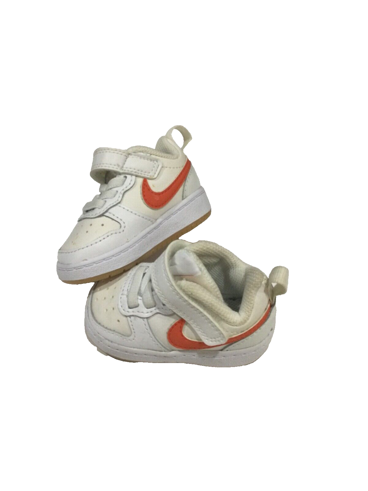 VTG Nike Baby Toddler Shoes 2 C Leather Sneakers White Red Strip Retro Swoosh-image
