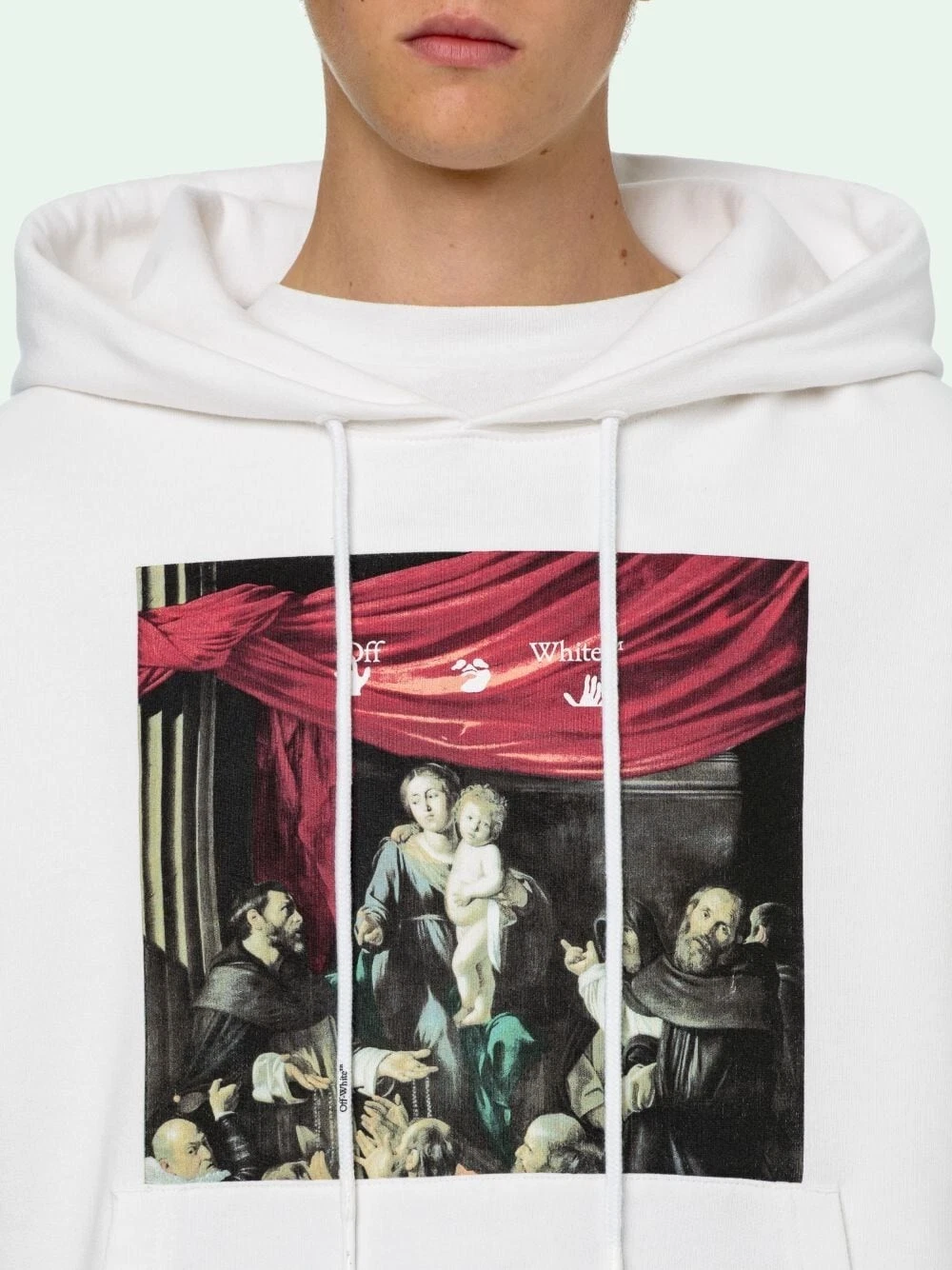 Felpa con cappuccio oversize Off White bianca Caravaggio Arrows Taglia XS FW20 PREZZO AL PUBBLICO $675