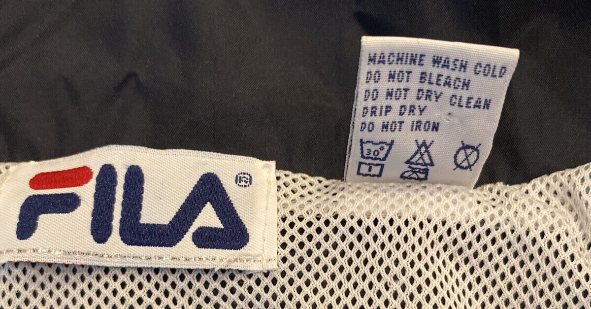 FILA Giacca Uomo L Windbreaker Nylon Track Piena Foderata Blu Nera con Tasche