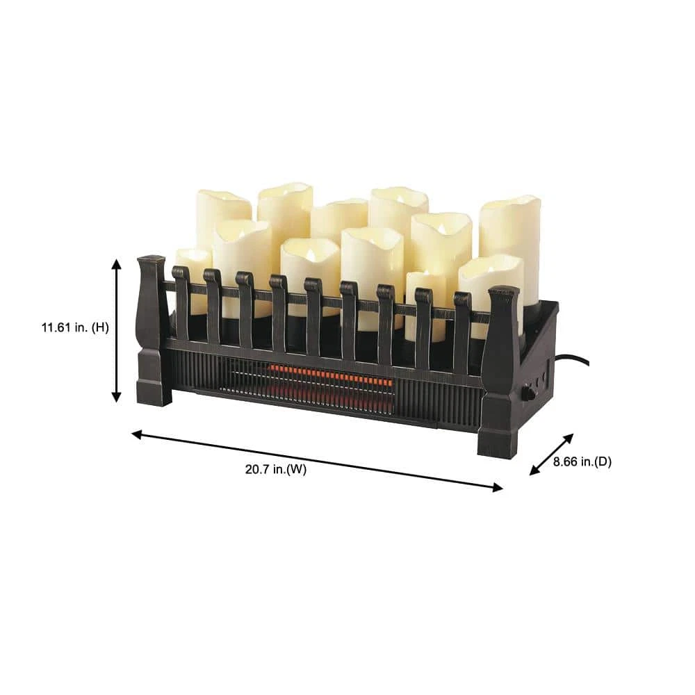 Candle Electric Fireplace Insert Brindle Flame with Infrared Heater 20in  Black | eBay