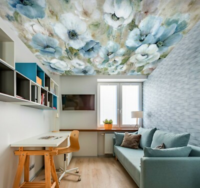 3D Blue Flower ZHU770 Ceiling Wall Paper Wall Print Decal Wall Deco Zoe