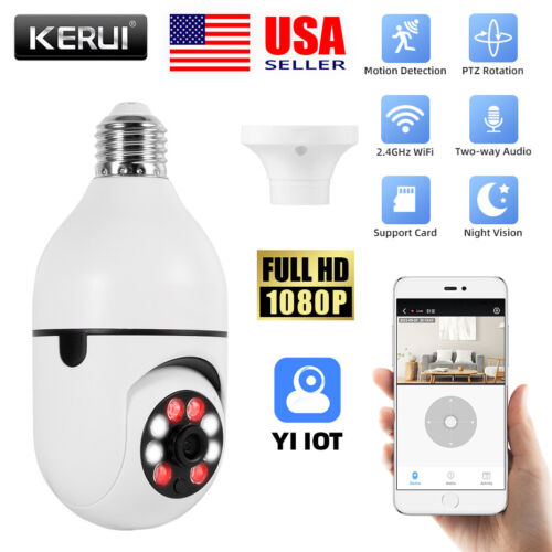 360° 1080P IP E27 Light Bulb Camera Wi-Fi IR Night Smart Home Wireless Security - Afbeelding 1 van 16