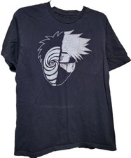 Naruto Shippuden Kakashi Tobi Split Face Black T-Shirt Size L Hot Topic 2007