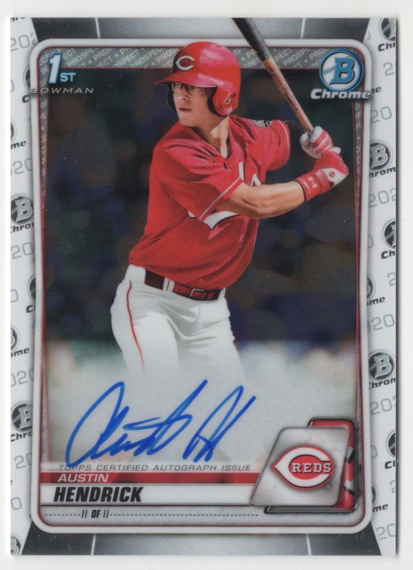 2020 Bowman Draft Chrome Autograph Austin Hendrick Cincinnati Reds #CDA-AH