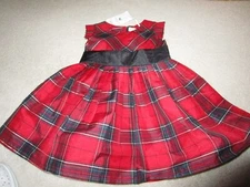 NEW HOPE & HENRY GIRLS CHRISTMAS PLAID DRESS SIZE 12-18 MONTHS