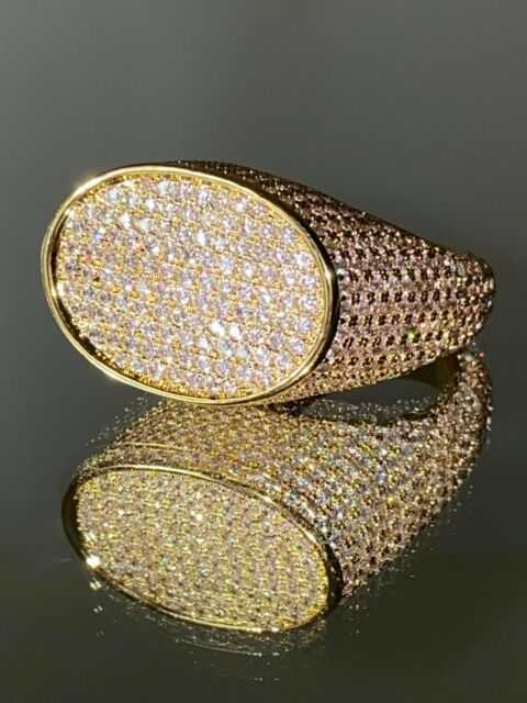 Men's Ice Out 2.5ct hiphop CZ bling Iced 14k Gold Finish Pinky Ring size Men's Ice Out 2.5ct hiphop CZ bling Iced 14k Gold Finish Pinky Ring size