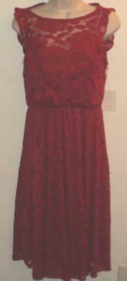 New Lauren Conrad Size XS Lace Dress Red ''Bee Mine'' Sleeveless Below Knee Length