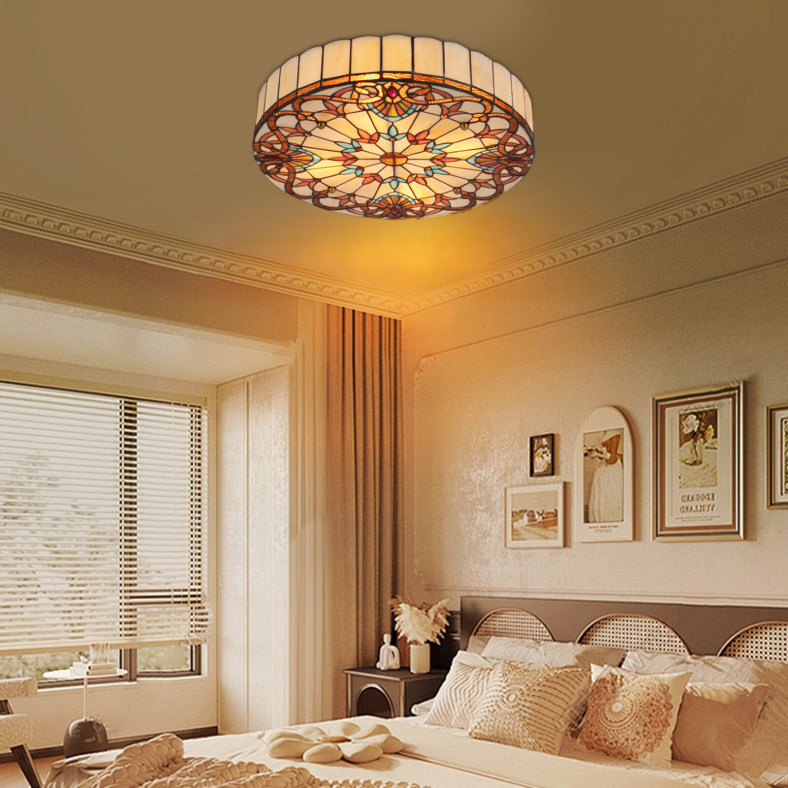 Vintage Round Flush Mount Ceiling Light Fixture - New