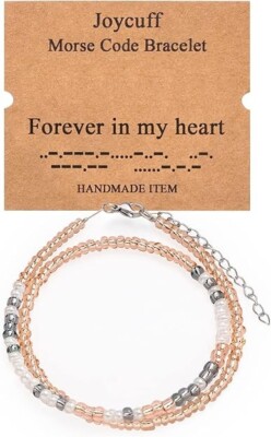 Inspirational Morse Code Bracelets for Women Silver Beads Jewelry Encouragement 