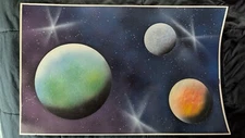  Space Planets Spray Paint Art Original - Poster-board (Planets, Outer, Stars)