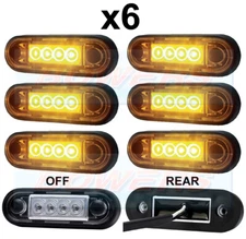 6x EASY FIT AMBER/ORANGE LED SIDE MARKER LAMPS/LIGHTS TRUCK VAN BAR *NO CUT OUT*
