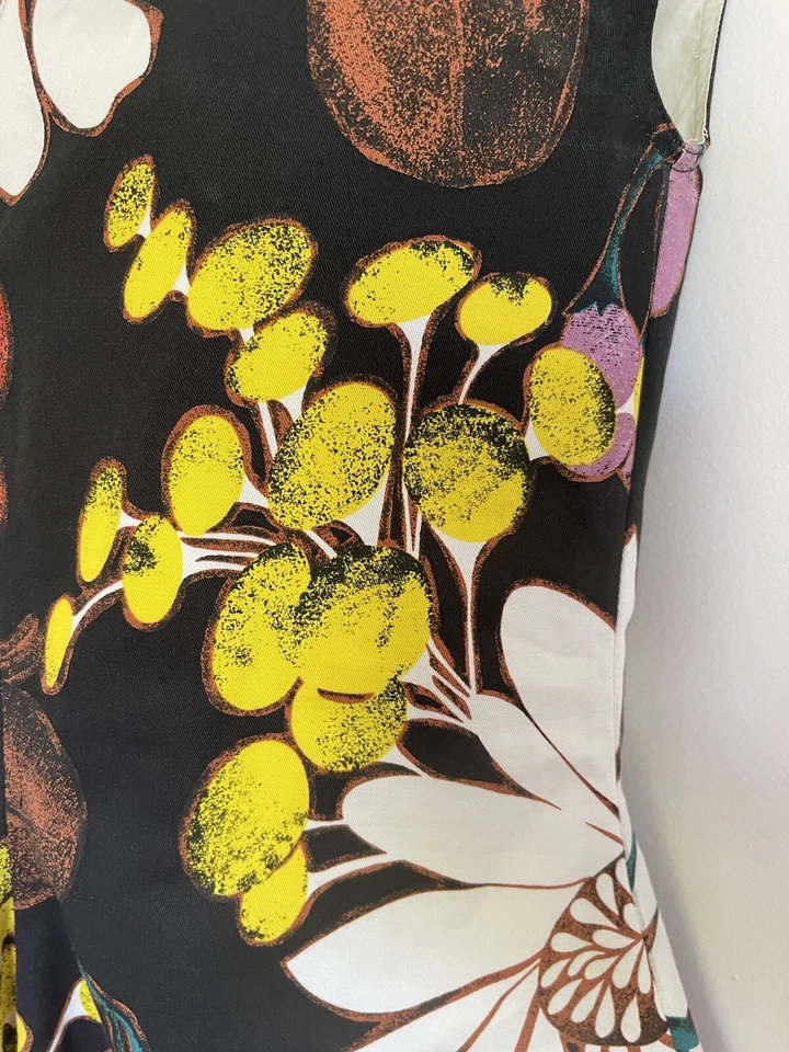 Blusa MARNI Top Floral TALLA IT 38-XS Algodón Lino Italia Arte Moderno Pintado a Mano Foto 4 de 4