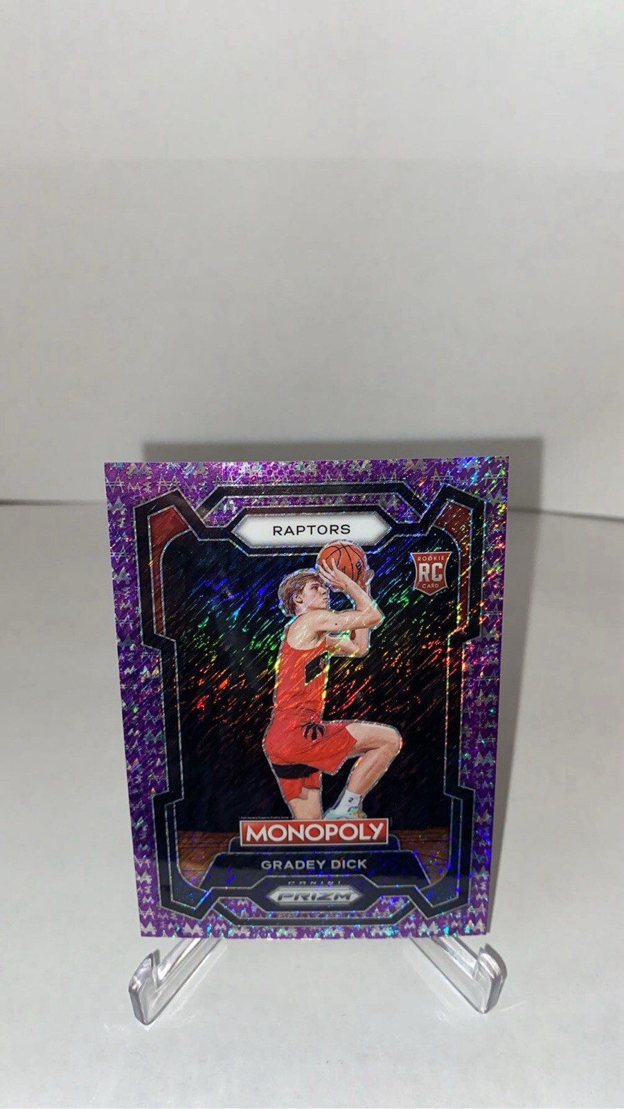 Gradey Dick RC 2023 Prizm Monopoly Millionaire Purple Shimmer /50 Raptors #84