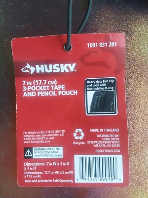 Husky Belt Clip or Hanging Water Resistant 3-pocket Storage