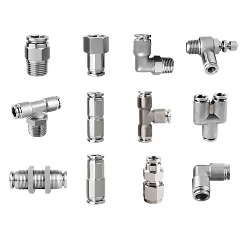 Pneumatic Push In Fittings Stainless Connectors Hose Tube Quick Release Joiner - Afbeelding 1 van 19