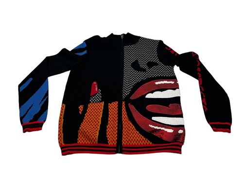 Desigual Womens Medium Knit Jacket Ny Sweater Full Zip Black Art To Wear EUC - Picture 9 of 10