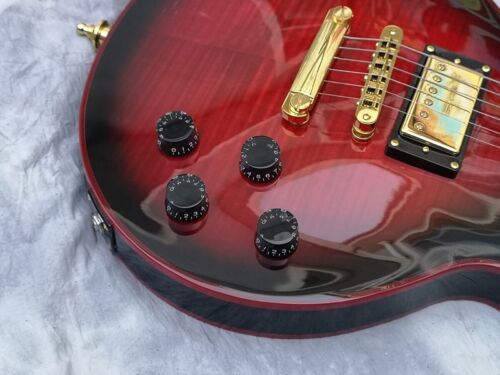 Neu Red Burst E-Gitarre 6 Saiten Gold Hardware HH Tonabnehmer rot Inlay - Bild 5 von 7