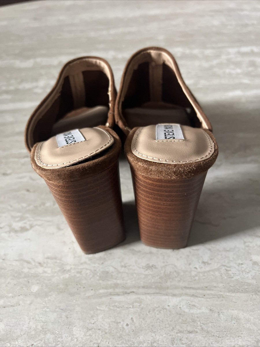 Steve Madden Women's Teles Slide Mule Brown Suede Square Toe