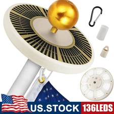136LED Solar Powered Flag Pole Light Auto Active Super Bright Outdoor Waterproof