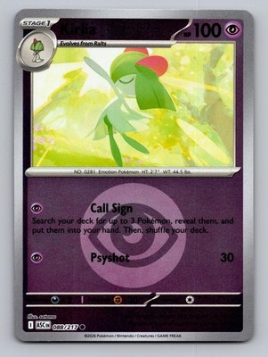 Kirlia (Love Ball) 088/217 Common Ascended Heroes Pokemon Reverse Holo Near Mint