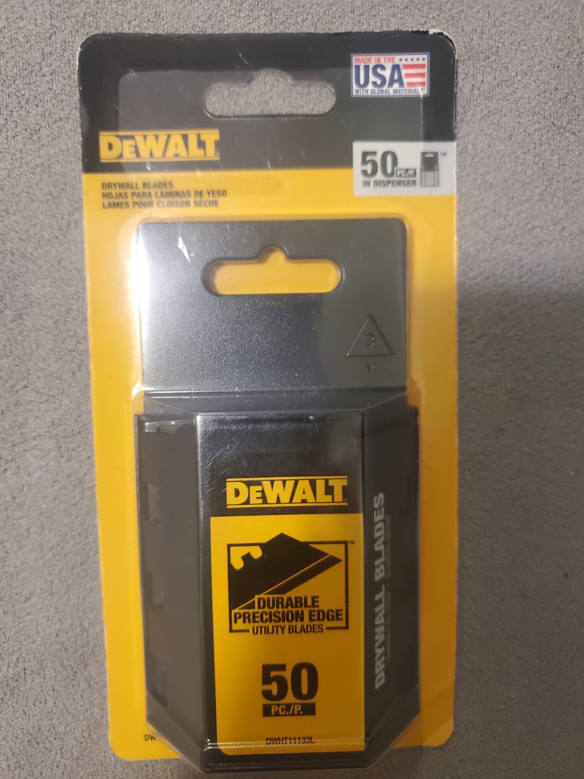 Dewalt Utility Blade, Carbon Steel, 2-1/2" L, PK50 (DWHT1113