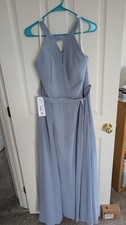 Azazie Bridesmaid Dress Style Melody Size 10 Dusty Blue New With Tags