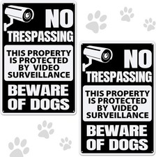 2 Pack Beware of Dog Sign for Fence 12 X 8 Inch No Trespassing Sign Warning Meta