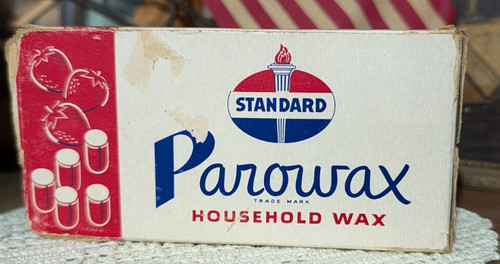 Vtg Standard Parowax Household Wax in box For Sealing 4 blocks red white blue M6