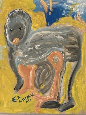 Art Brut 2000 Painting Mostafa El Hadar Essaouira Expressionniste Signiert Huile