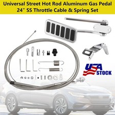 Universal Street Hot Rod Aluminum Gas Pedal 24 Ss Throttle Cable Spring Set