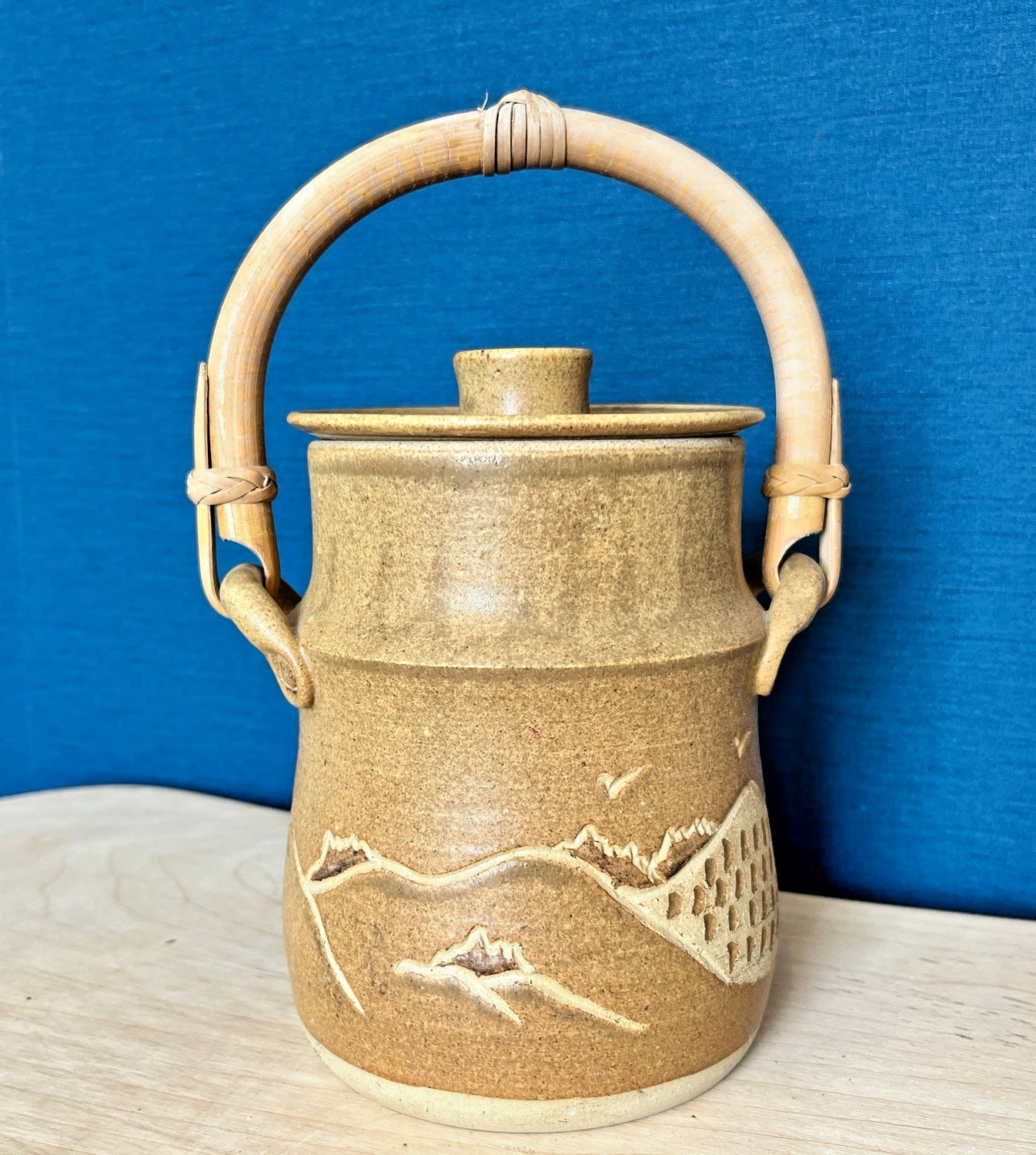 Vintage Hilbre View Pottery Lidded Storage Jar Bentwood Handle Studio Pottery 22 image 2