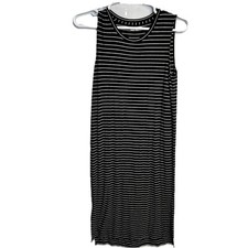 Madewell Women’s Maxi Dress Size Small Black Stripe Preppy Summer Double Slits