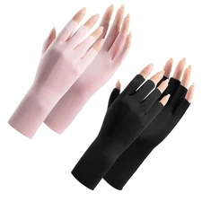 Women Fingerless Summer UV Protection Gloves Cool Ice Silky Sun Block Unisex