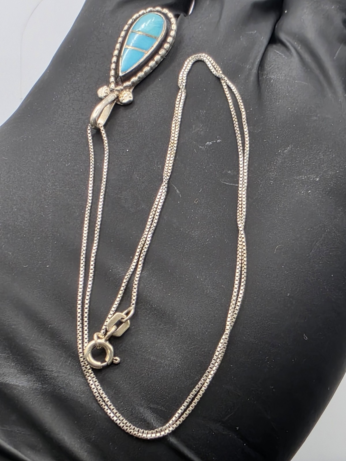 Native American Solid Sterling Silver Turquoise I… - image 6