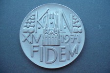 Medaille 1971 FIDEM Kongress XIV K&ouml;ln, Bronze, 55mm, von Stuhlm&uuml;ller, Gussfrisch