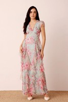 LACE & BEADS Melody Mint Floral Maxi Dress